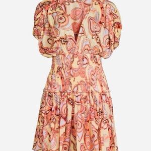 A.L.C. Orange and‎ Pink Ruffled Tiered Mini Sundress